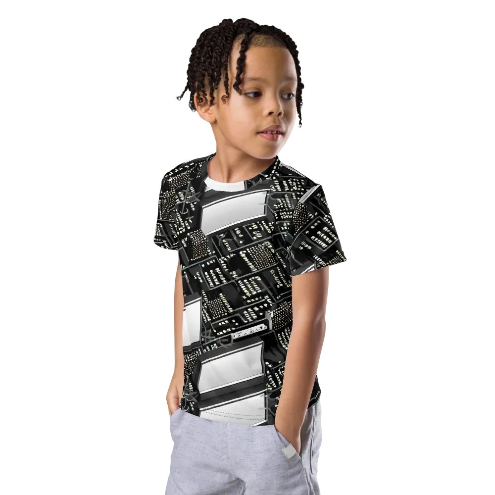 Electro Essence on Kids Crew Neck T-Shirt — Left Front