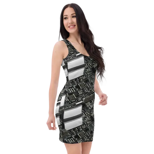 Electro Essence on a Bodycon Dress