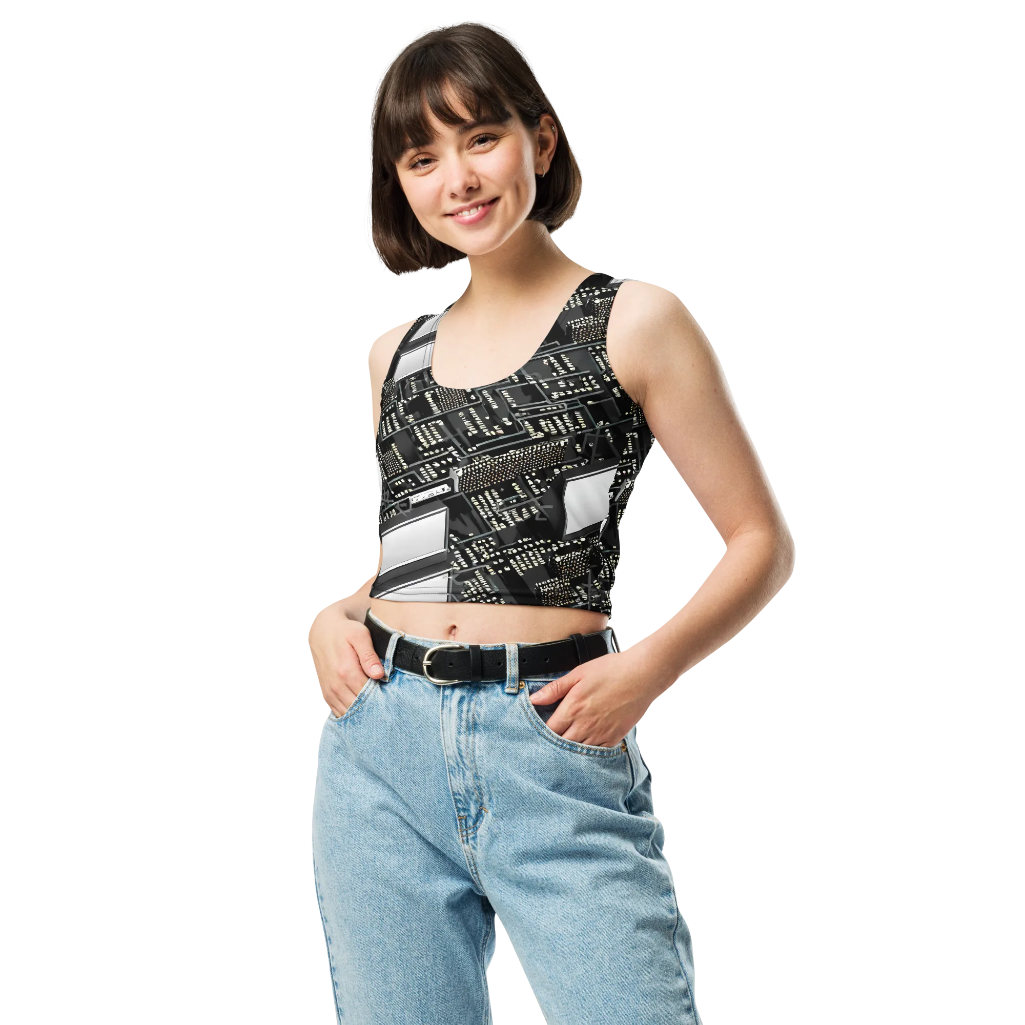 Electro Essence on Crop Top — Front