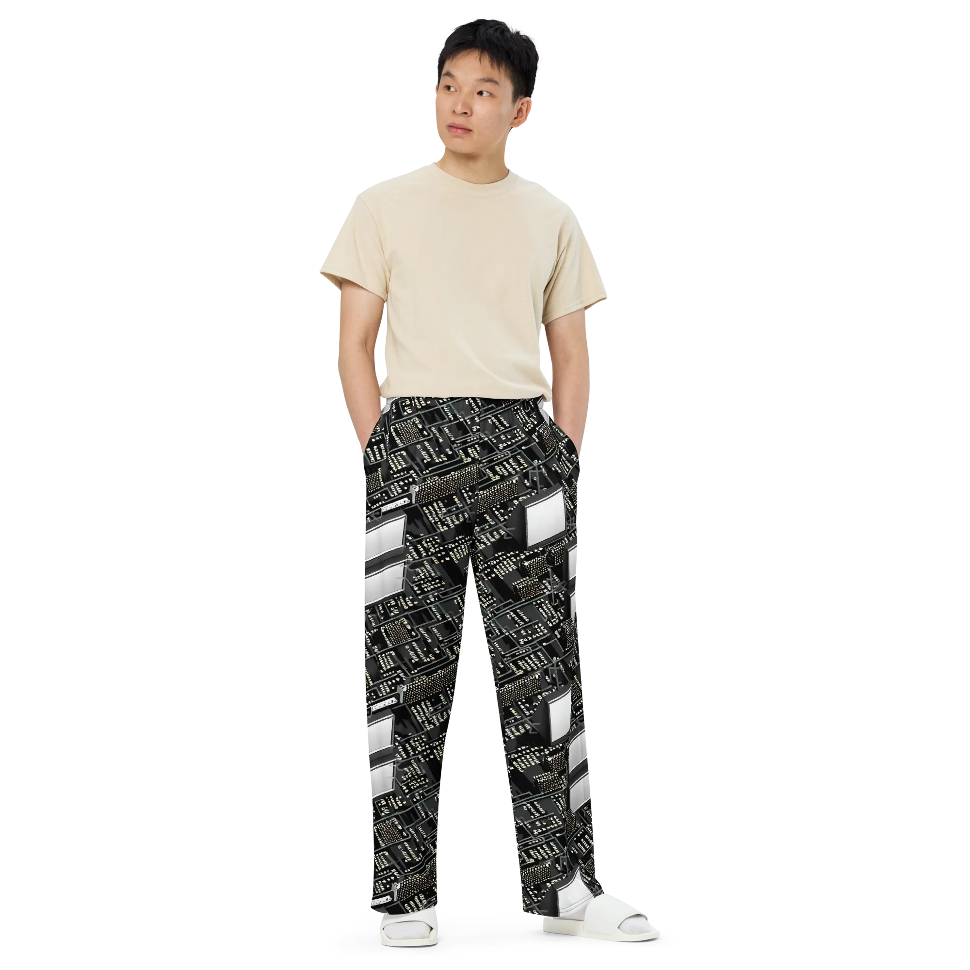 Electro Essence on Wide-Leg Pants — Front