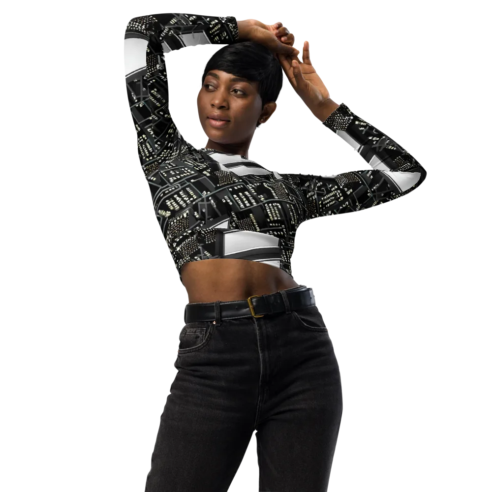 Electro Essence on Long Sleeve Crop Top — Front