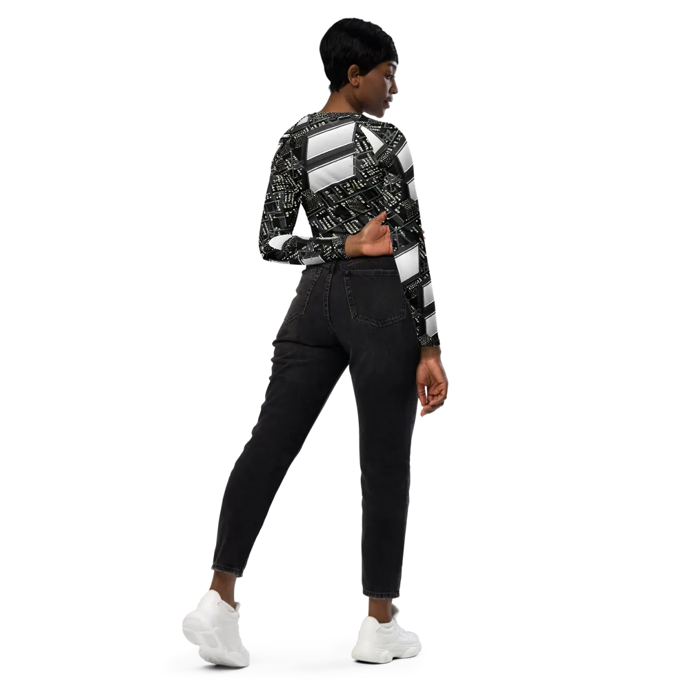 Electro Essence on Long Sleeve Crop Top — Right Back