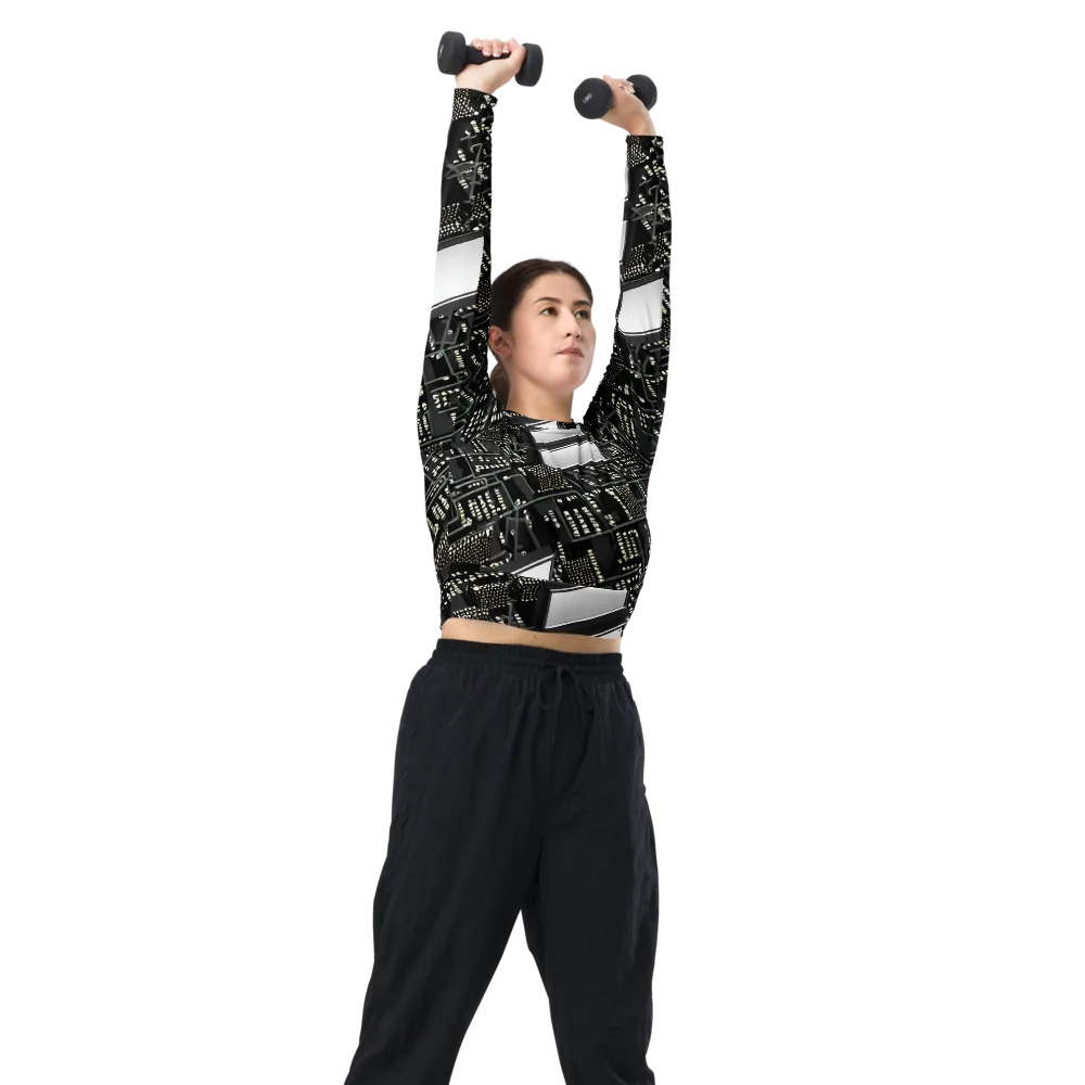 Electro Essence on Long Sleeve Crop Top — Right Front