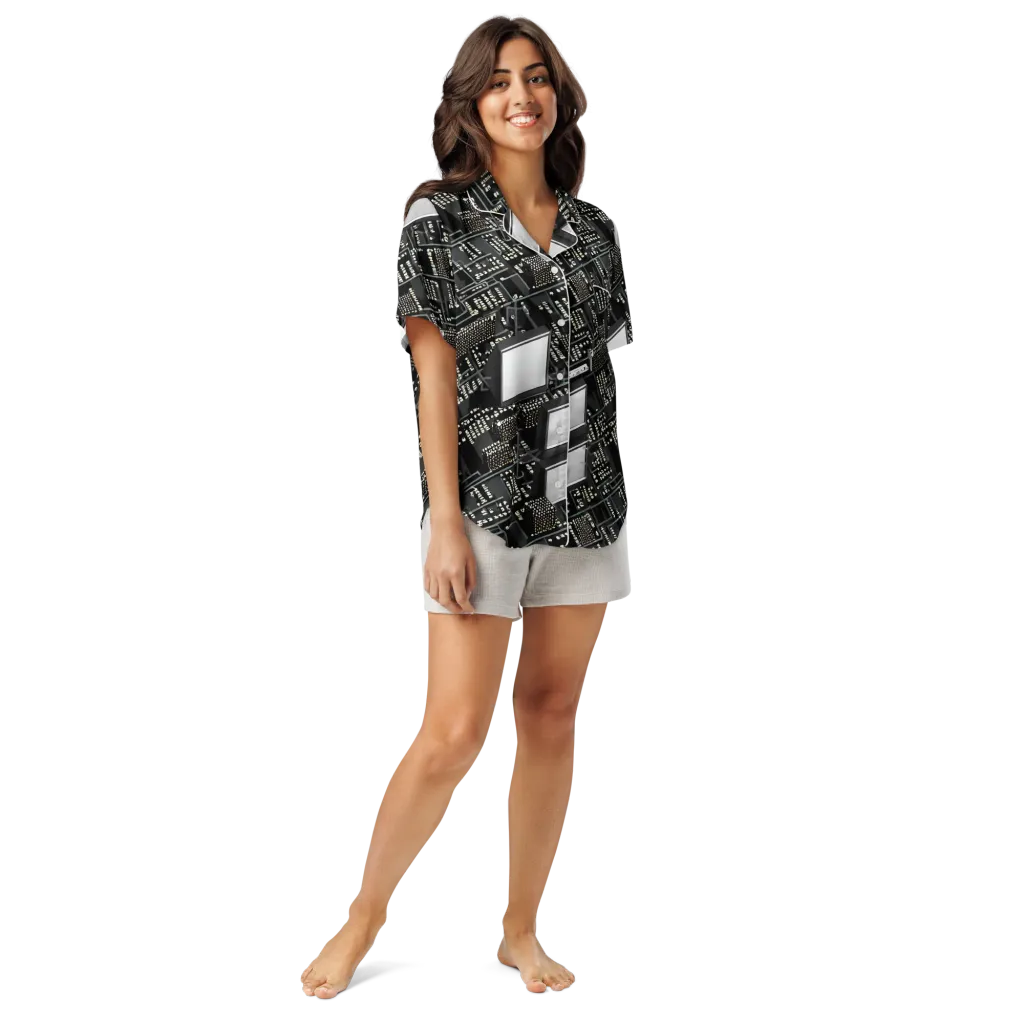 Electro Essence on Women's Short Sleeve Pajama Top — Front