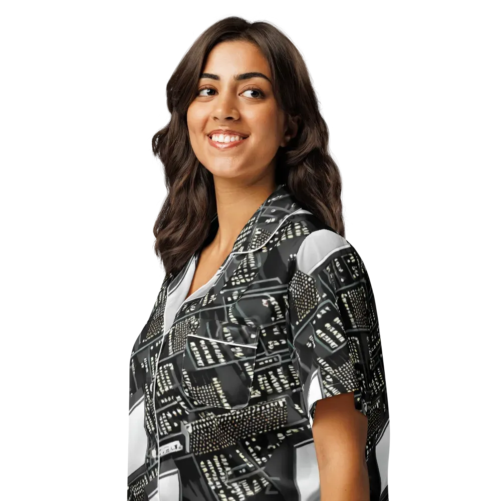 Electro Essence on Women's Short Sleeve Pajama Top — Left Front
