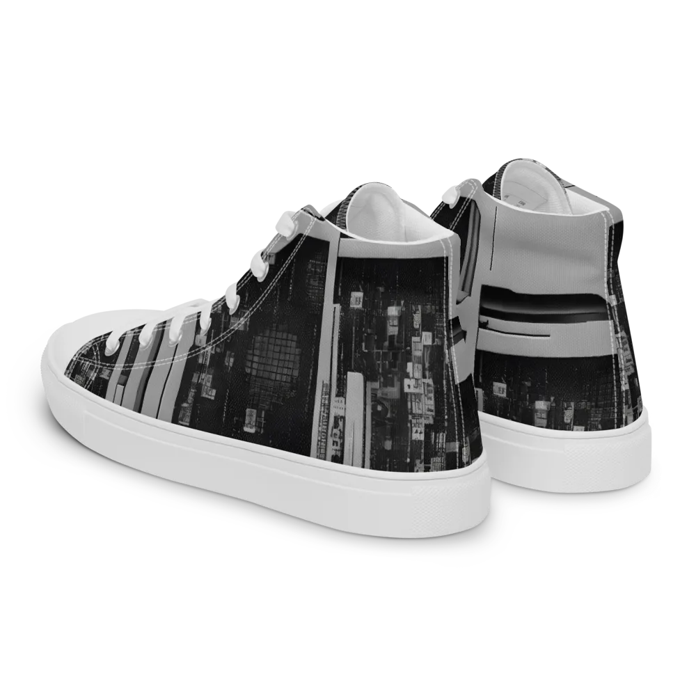 Concrete Harmony on Men's High Top Canvas Shoes — Left Back