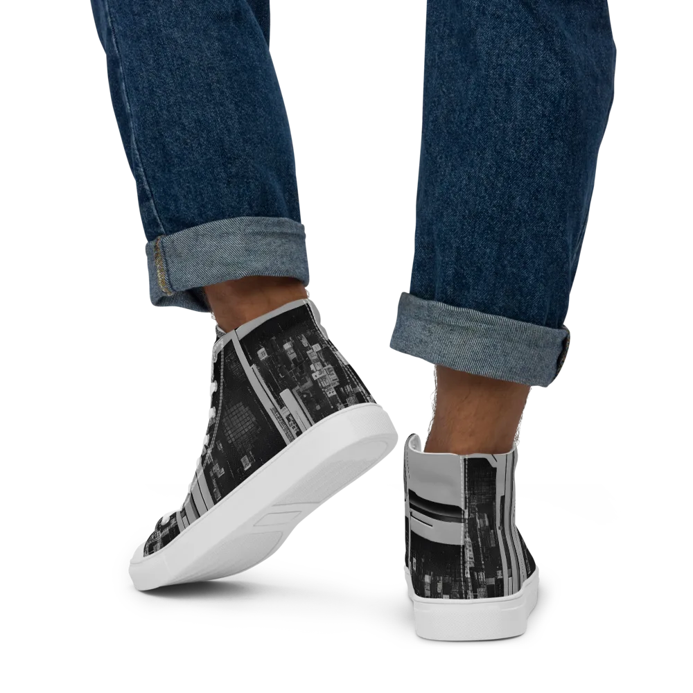 Concrete Harmony on Men's High Top Canvas Shoes — Back