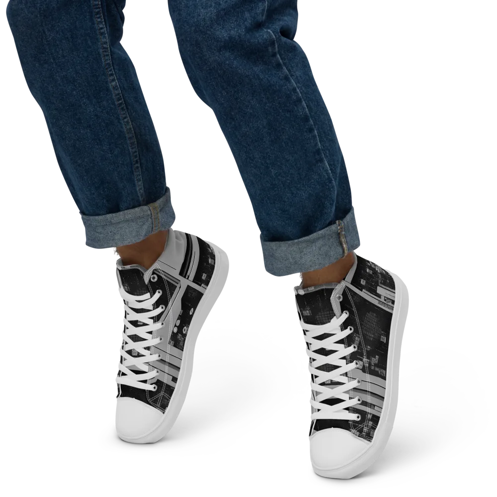 Concrete Harmony on Men's High Top Canvas Shoes — Left