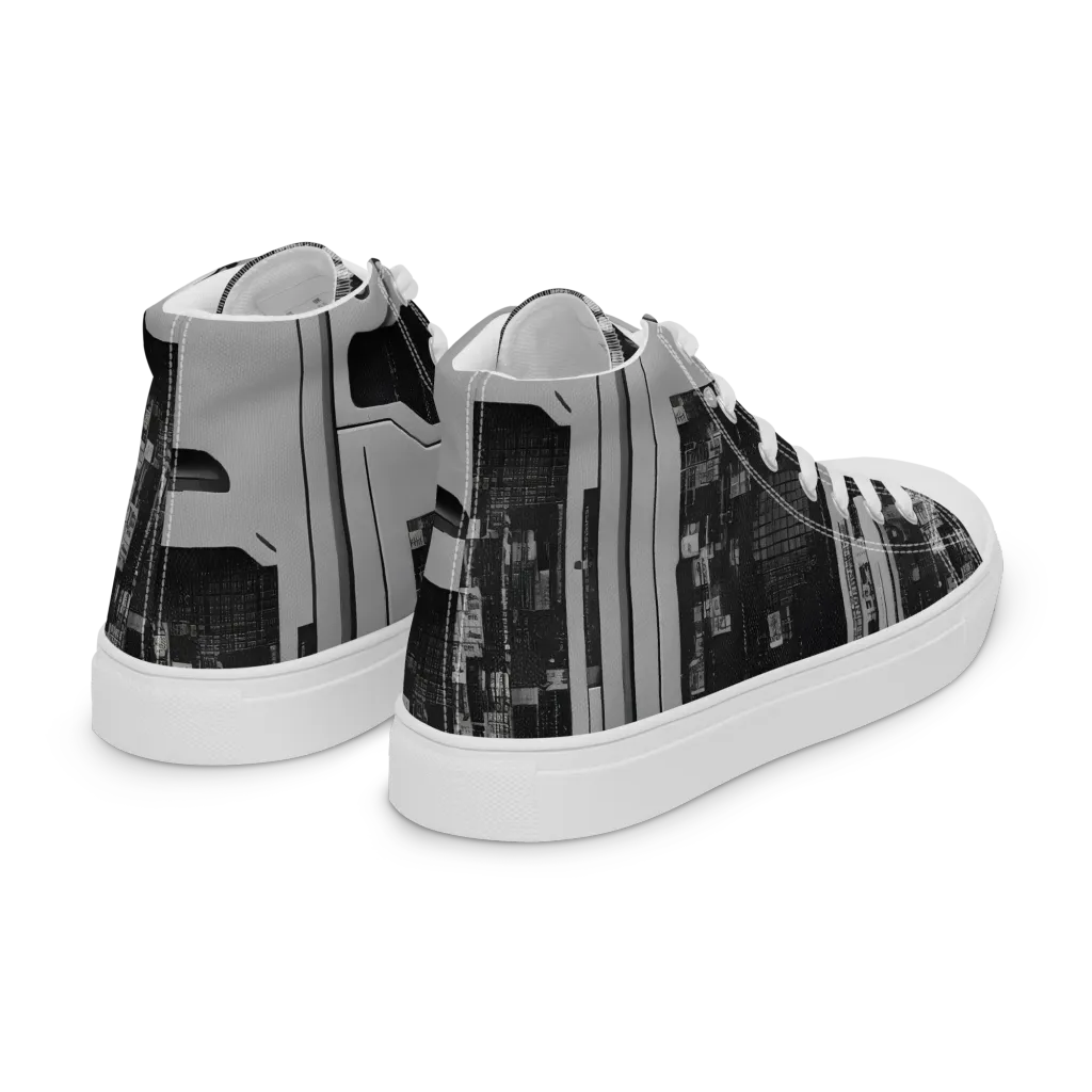 Concrete Harmony on Women's High Top Canvas Shoes — Right Back