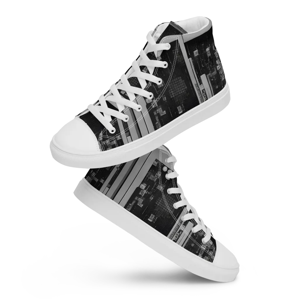 Concrete Harmony on Women's High Top Canvas Shoes — Front