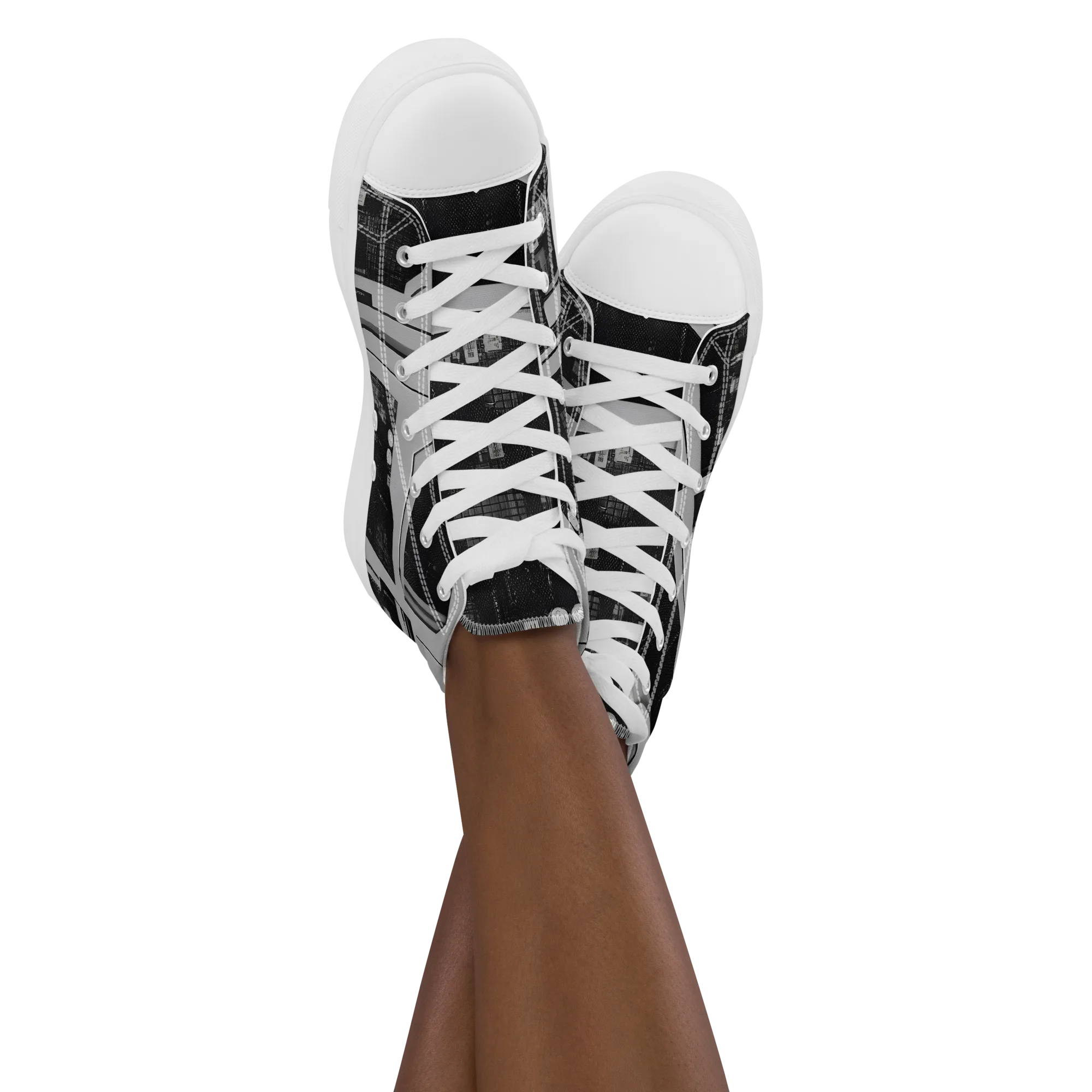 Concrete Harmony on Women's High Top Canvas Shoes — Front