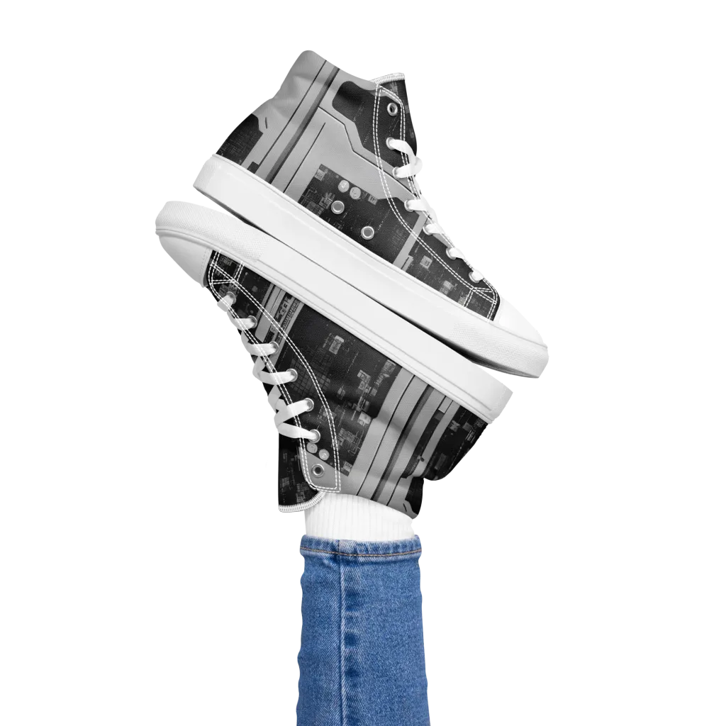 Concrete Harmony on Women's High Top Canvas Shoes — Left