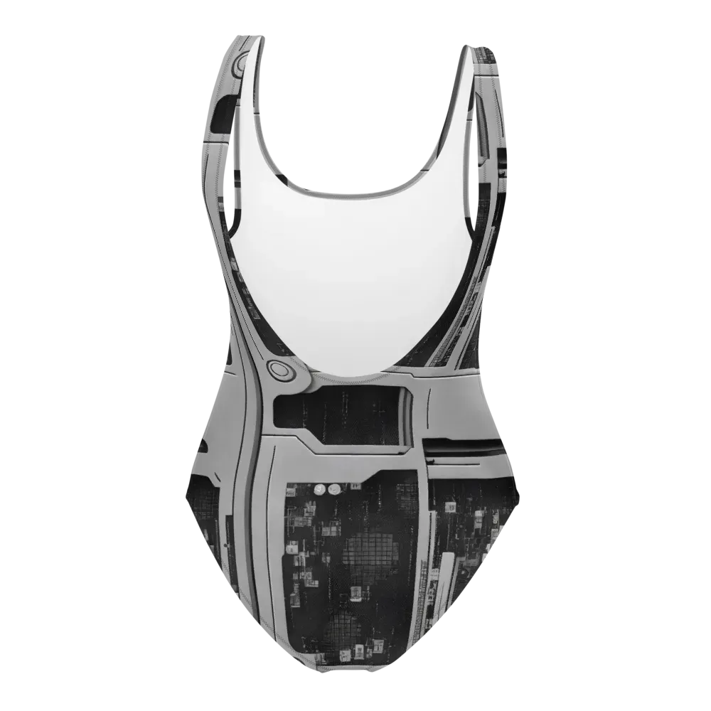 Concrete Harmony on One-Piece Swimsuit — Back