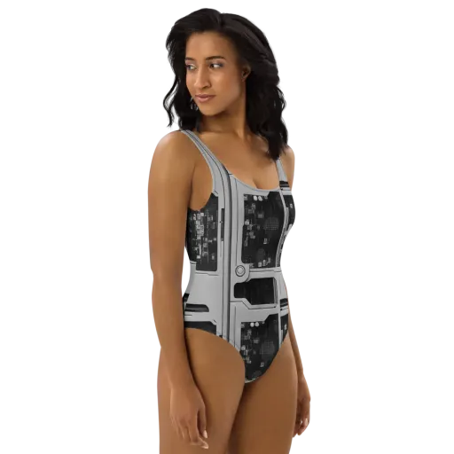 Concrete Harmony on a One-Piece Swimsuit