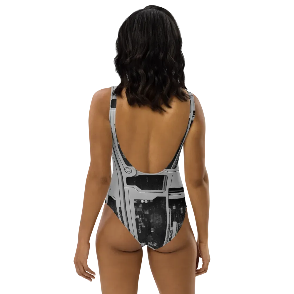 Concrete Harmony on One-Piece Swimsuit — Back