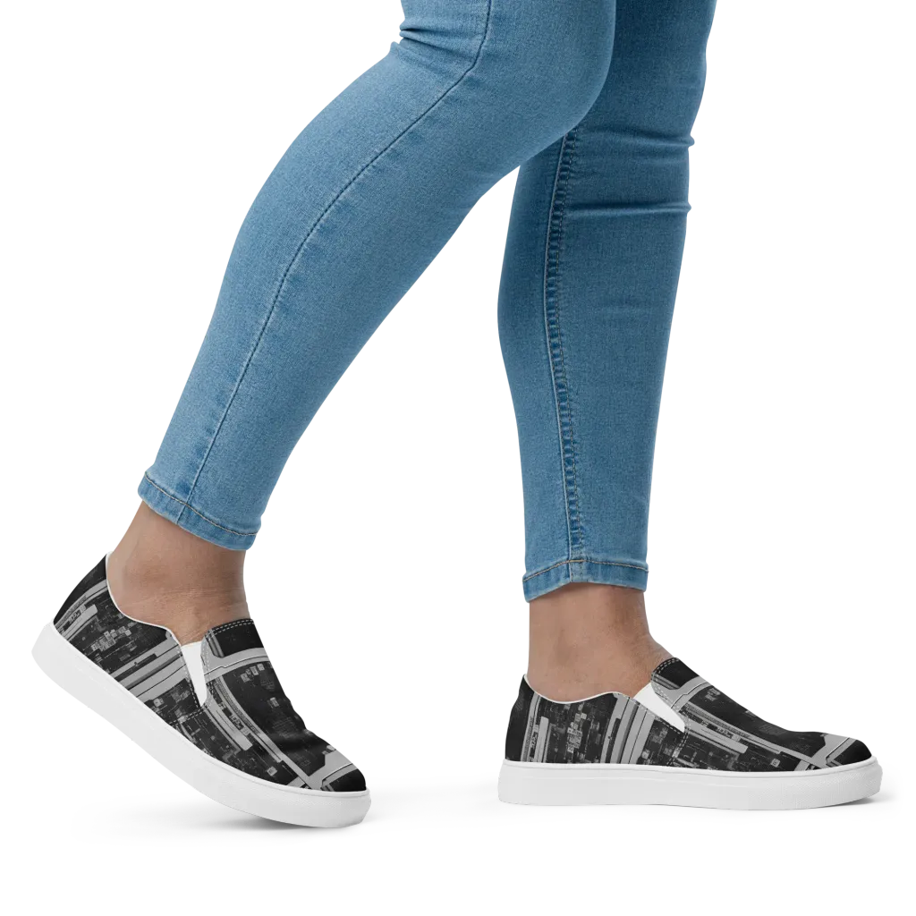 Concrete Harmony on Women's Slip-On Canvas Shoes — Right