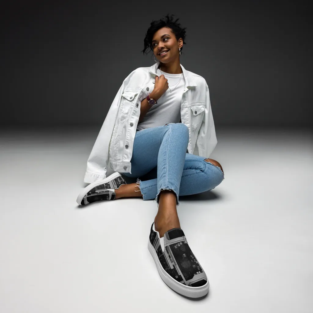 Concrete Harmony on Women's Slip-On Canvas Shoes — Front