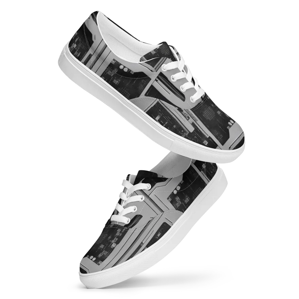 Concrete Harmony on Men's Lace-Up Canvas Shoes — Front