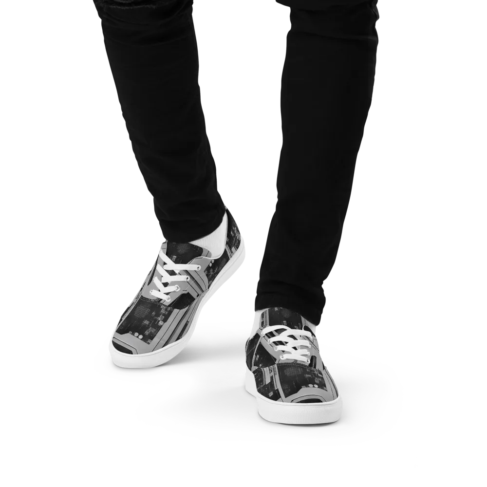 Concrete Harmony on Men's Lace-Up Canvas Shoes — Front