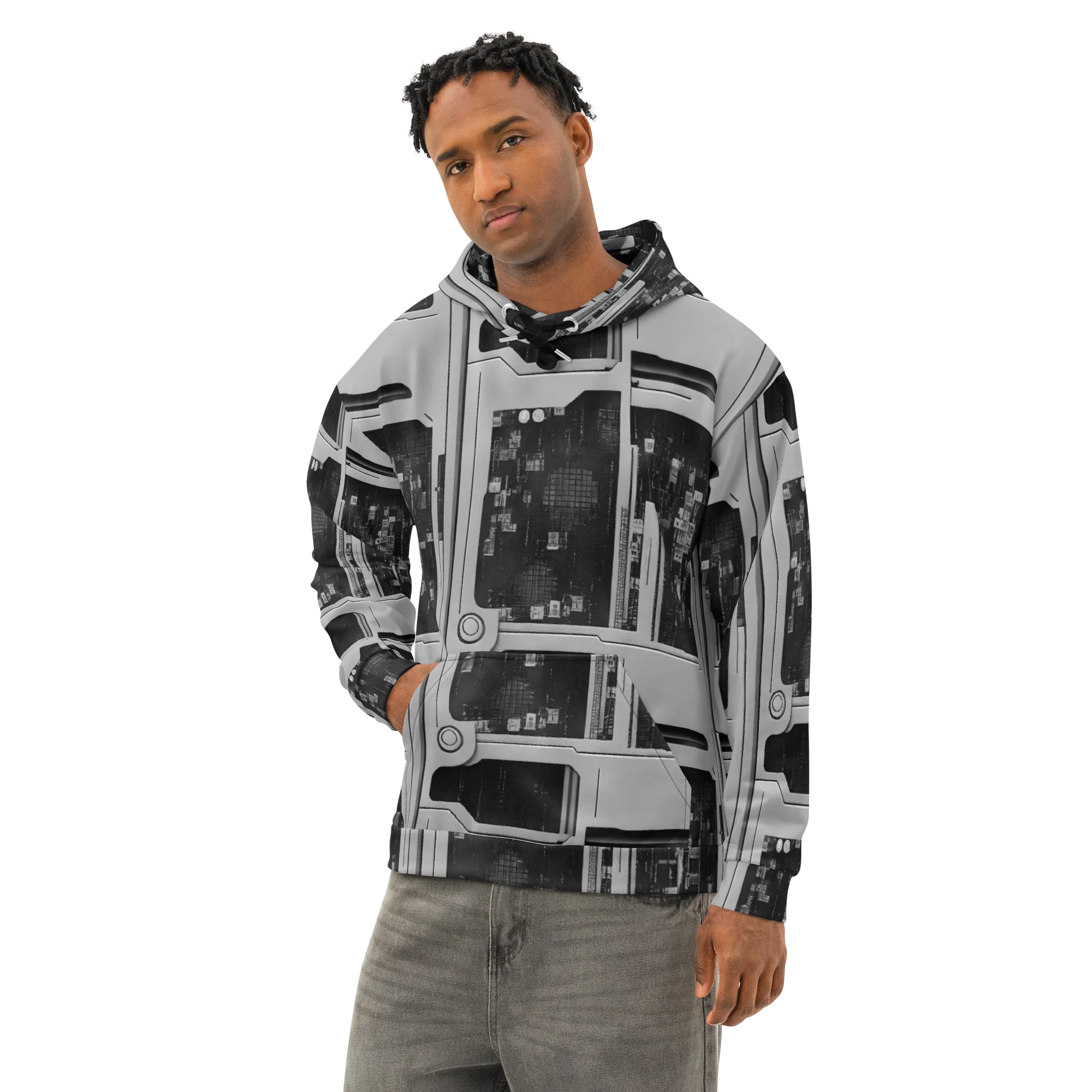 Concrete Harmony on Cotton Hoodie — Left Front
