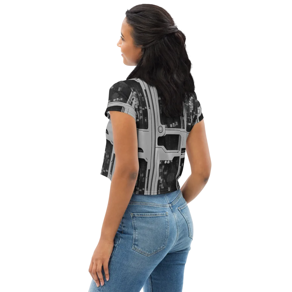 Concrete Harmony on Crop Tee — Left Back