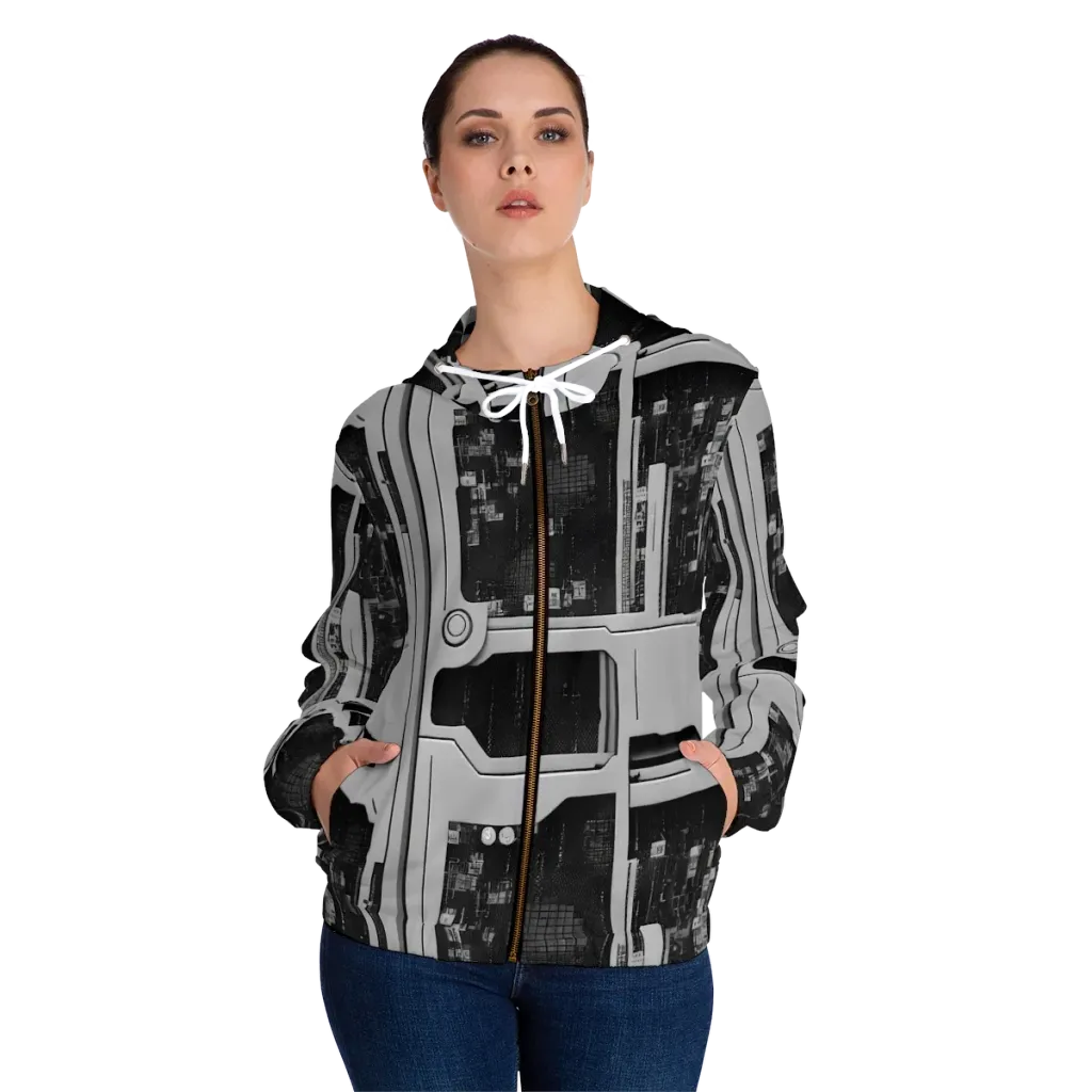 Concrete Harmony on Women's Full-Zip Hoodie — Front On Person