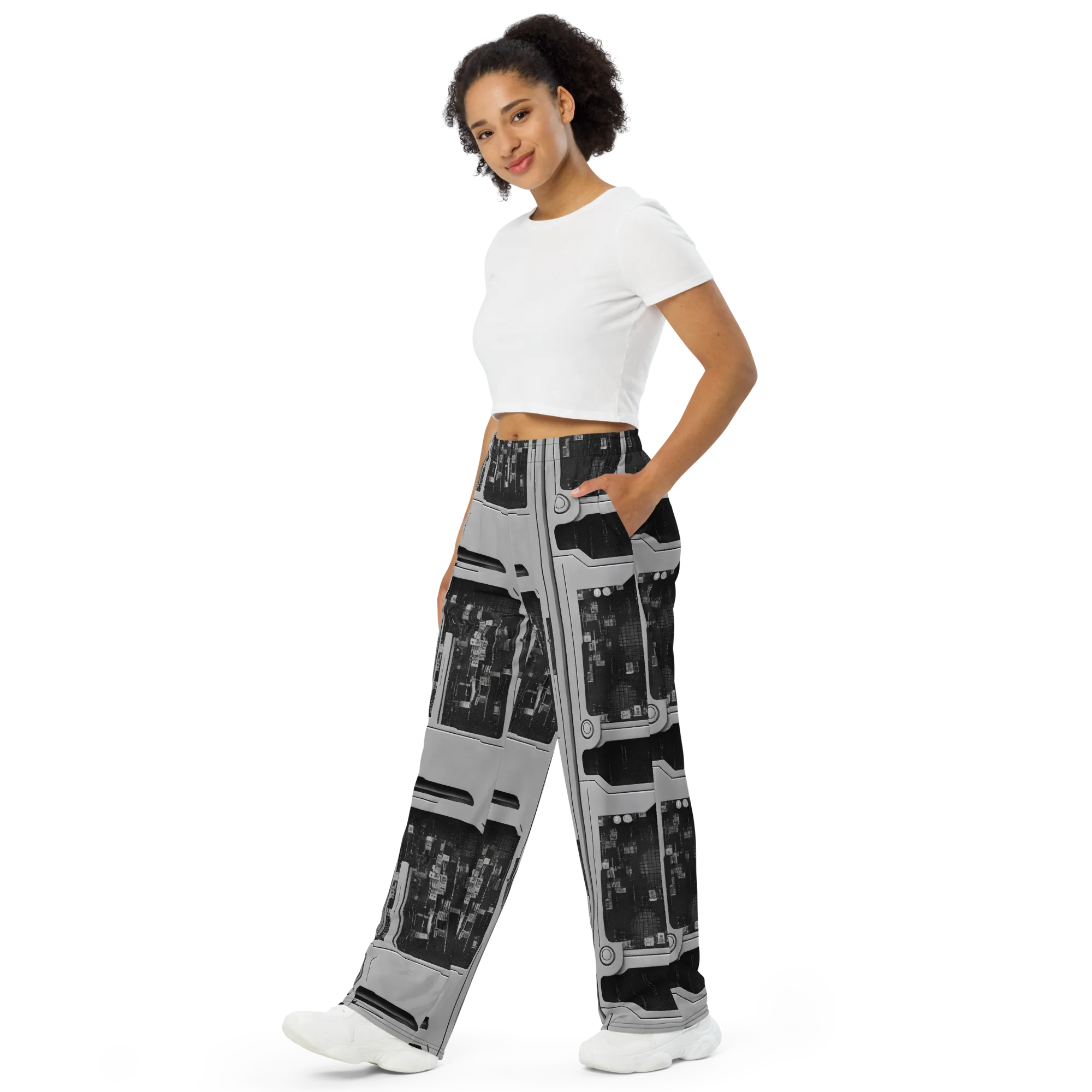 Concrete Harmony on Wide-Leg Pants — Left Front