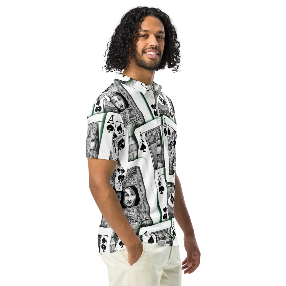 Intense, By Bunny Yeager on Men's Slim Fit Polo Shirt — Right Front