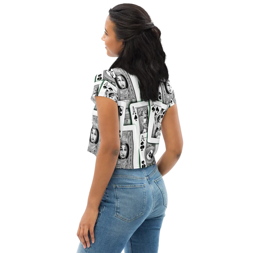 Intense, By Bunny Yeager on Crop Tee — Left Back