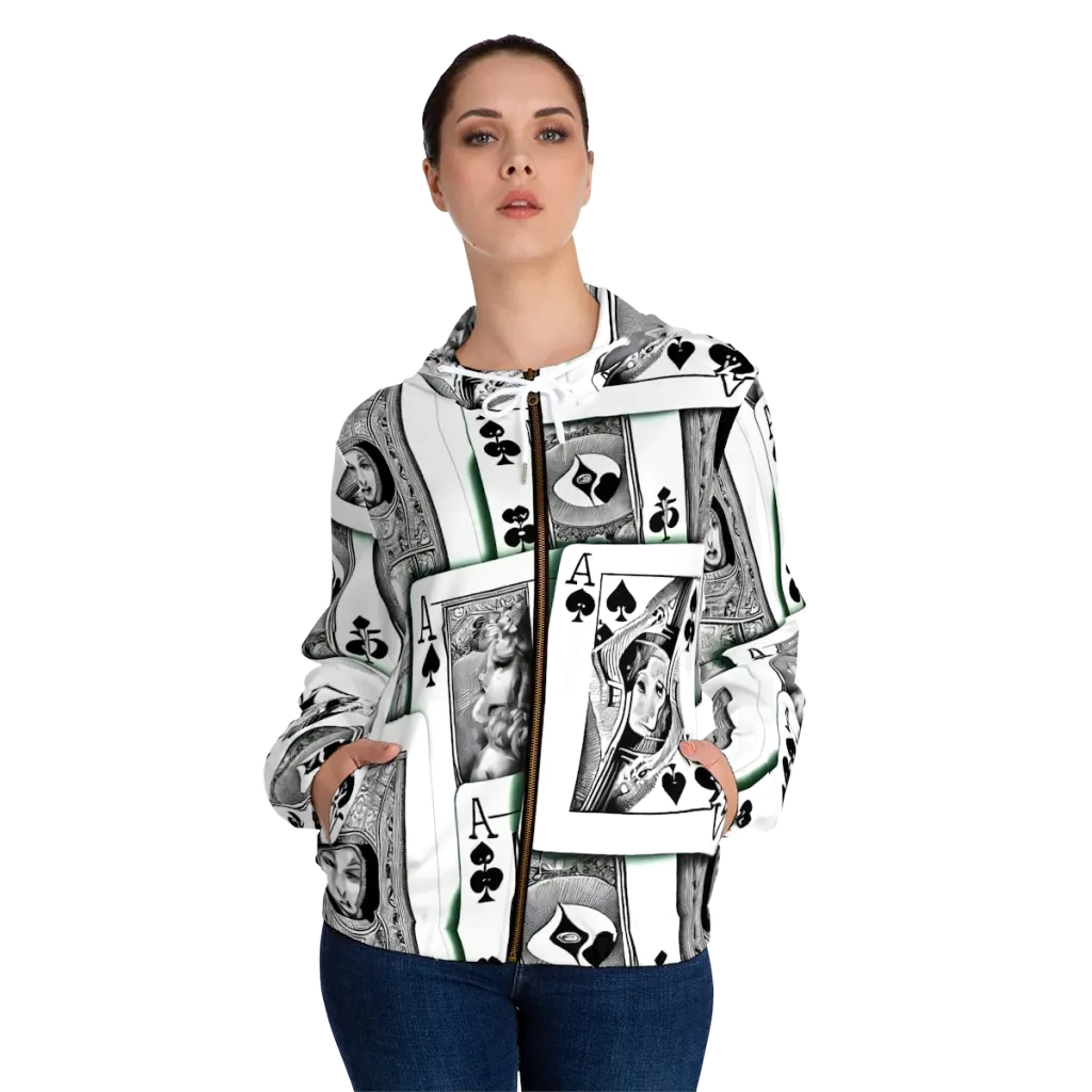 Intense, By Bunny Yeager on Women's Full-Zip Hoodie — Front On Person