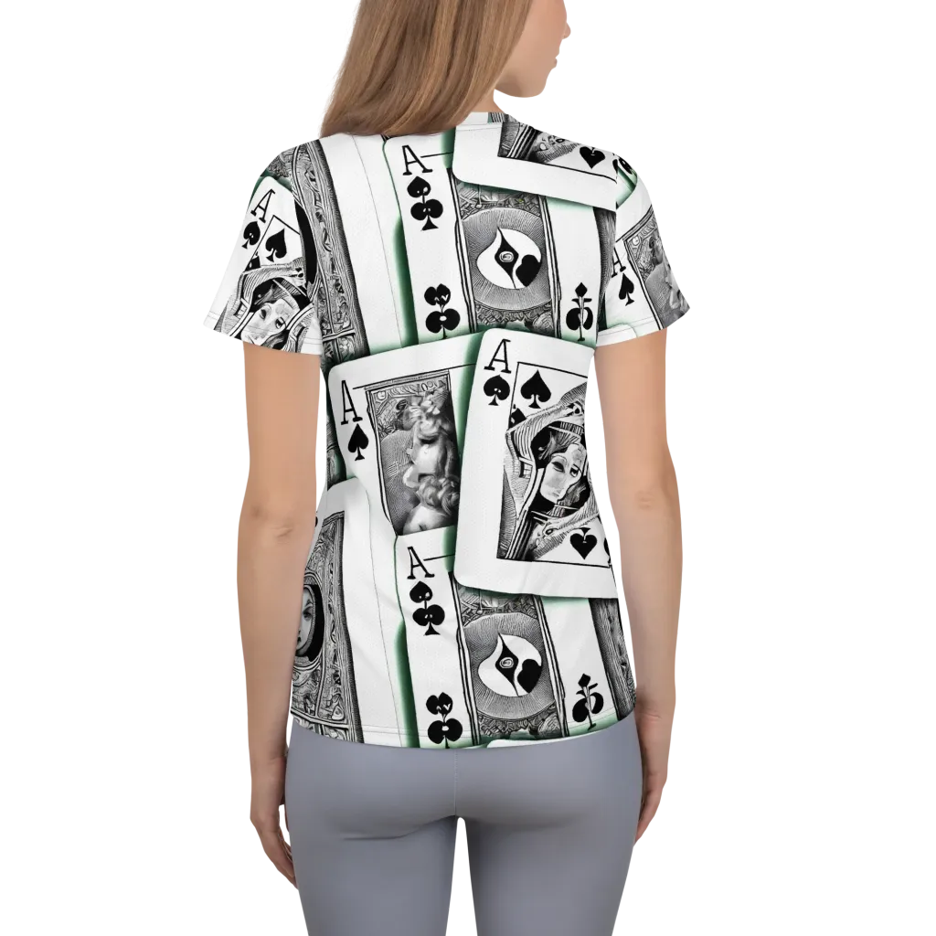 Intense, By Bunny Yeager on Women's Athletic T-Shirt — Back