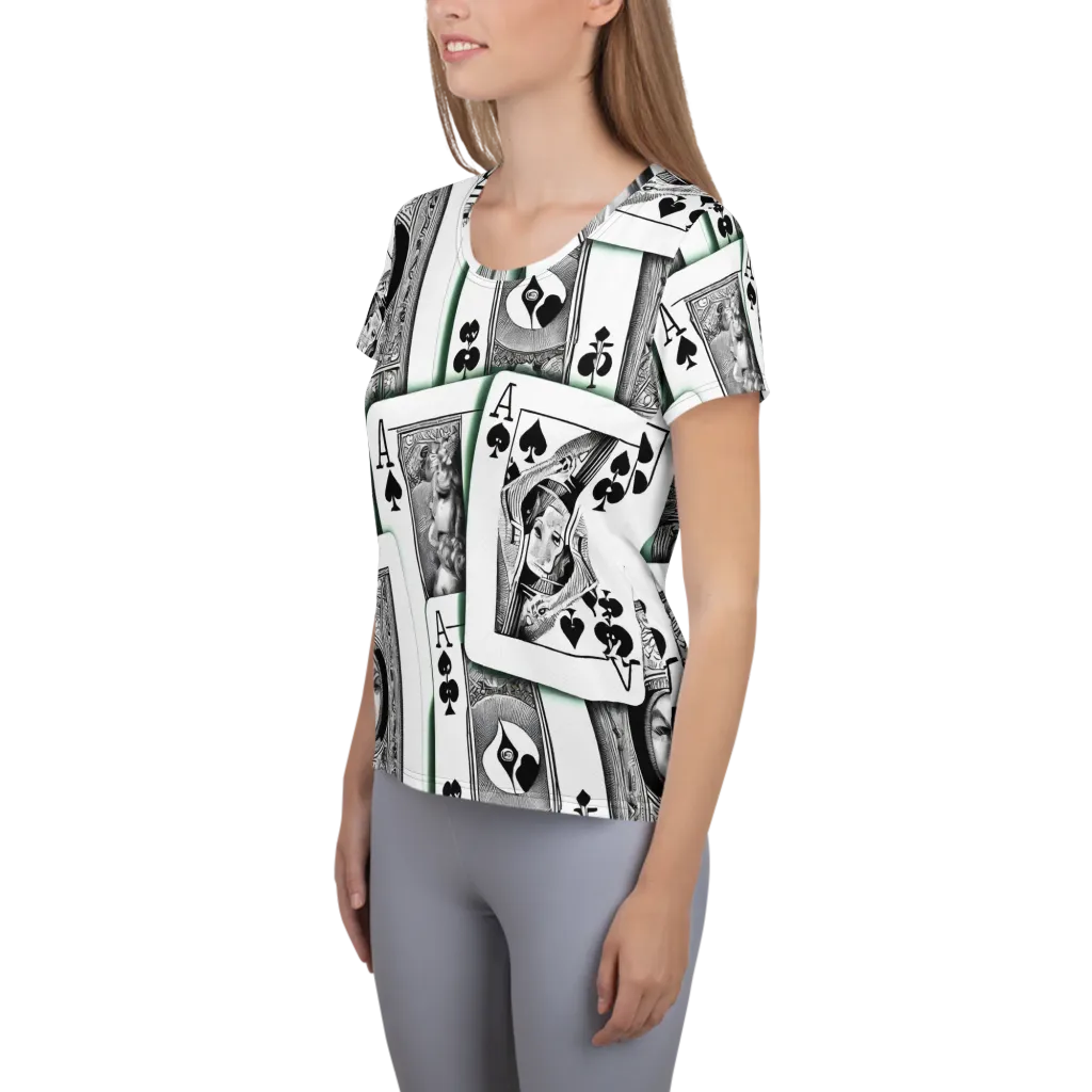 Intense, By Bunny Yeager on Women's Athletic T-Shirt — Left