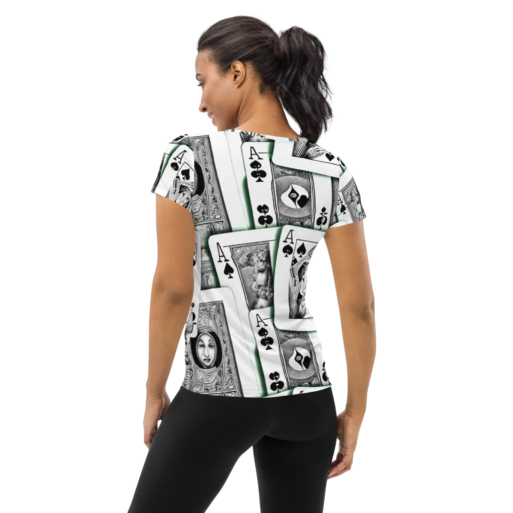 Intense, By Bunny Yeager on Women's Athletic T-Shirt — Back