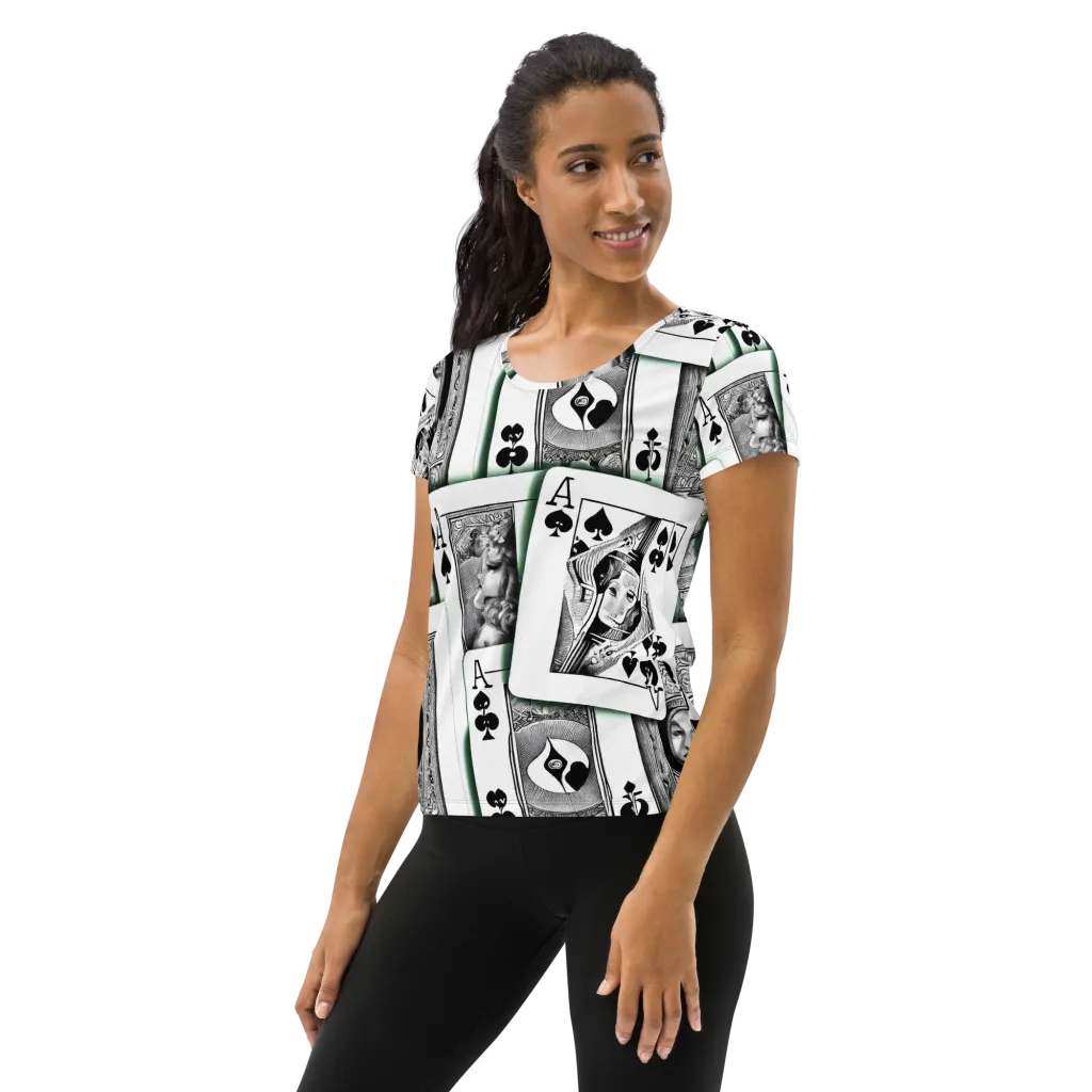 Intense, By Bunny Yeager on Women's Athletic T-Shirt — Left