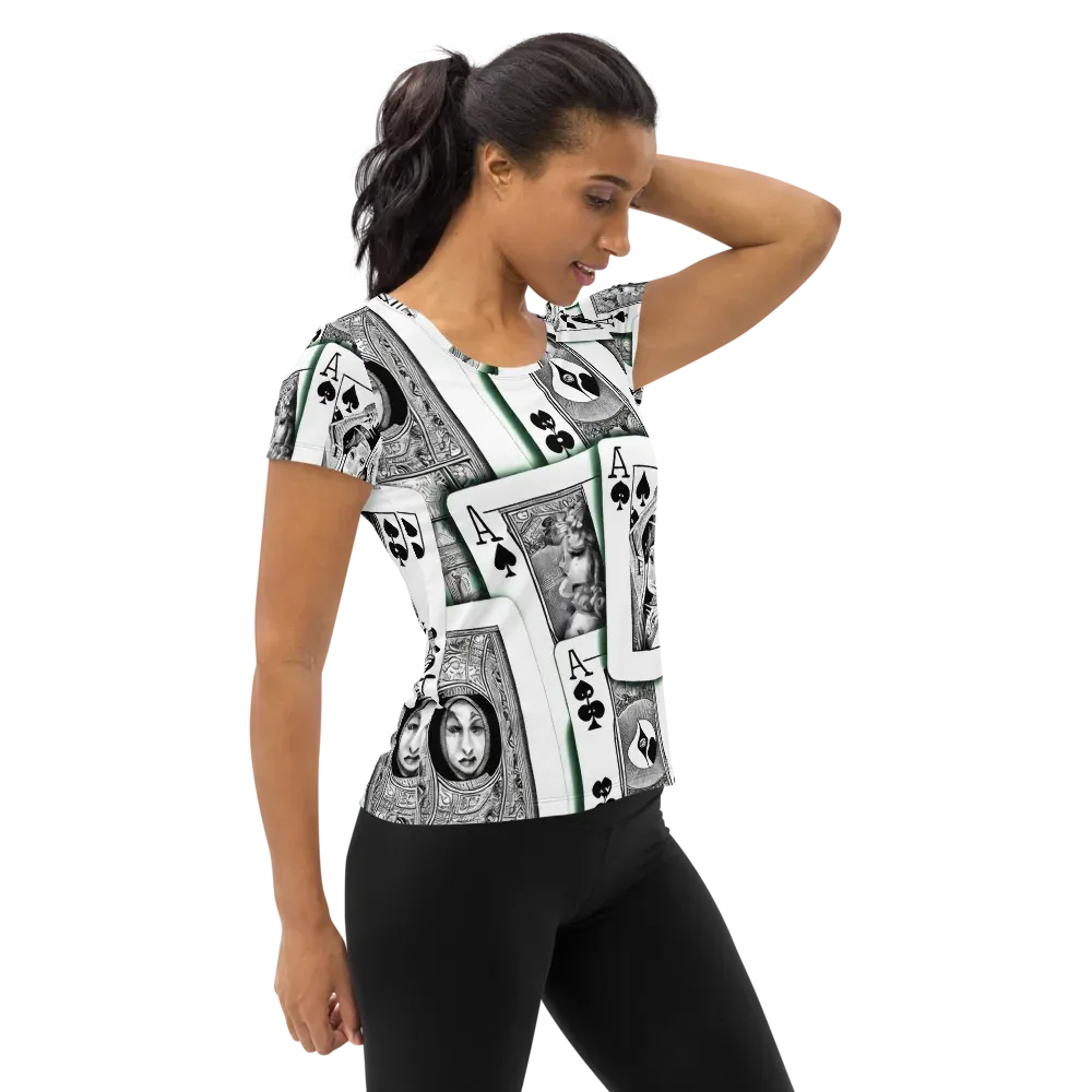 Intense, By Bunny Yeager on Women's Athletic T-Shirt — Right