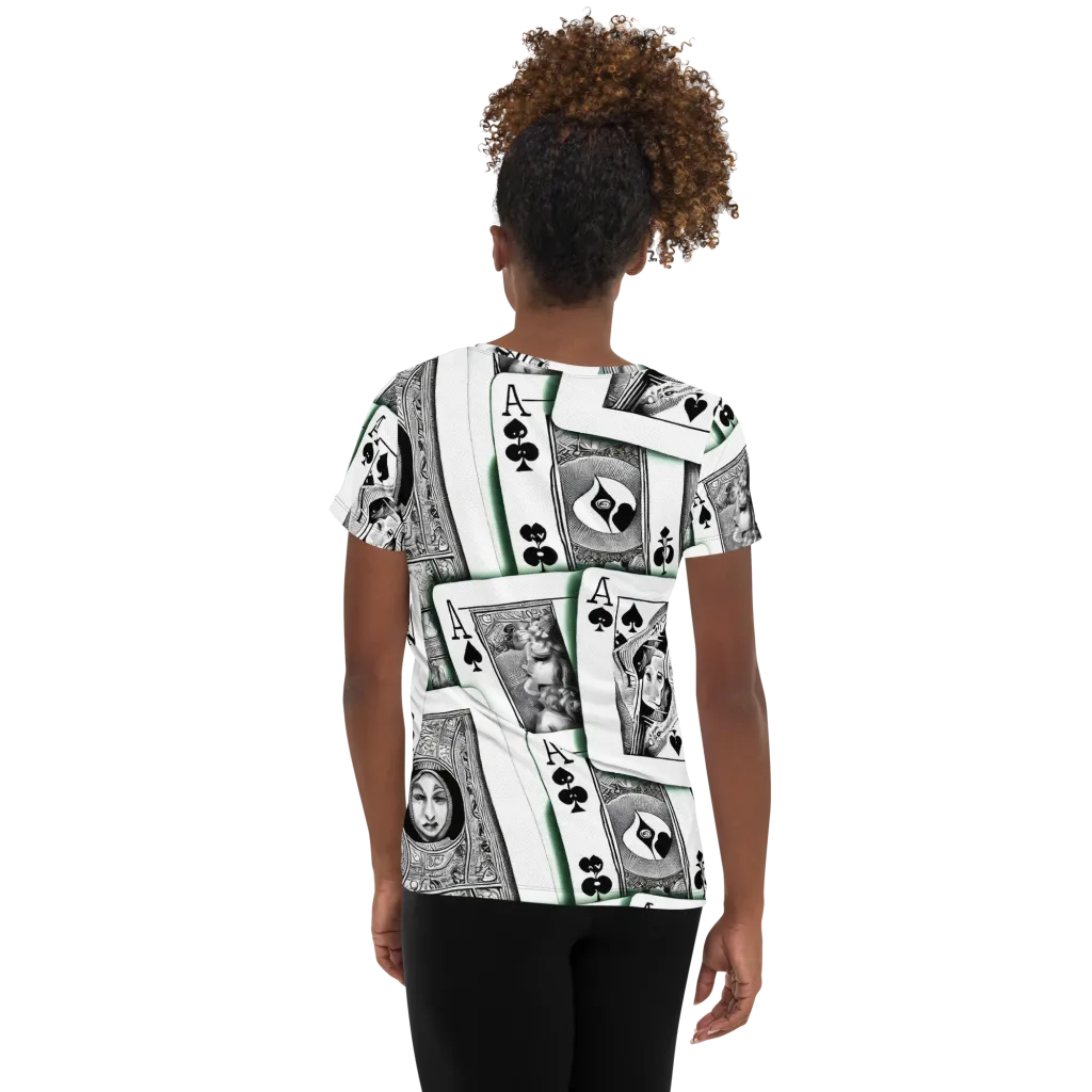 Intense, By Bunny Yeager on Women's Athletic T-Shirt — Back