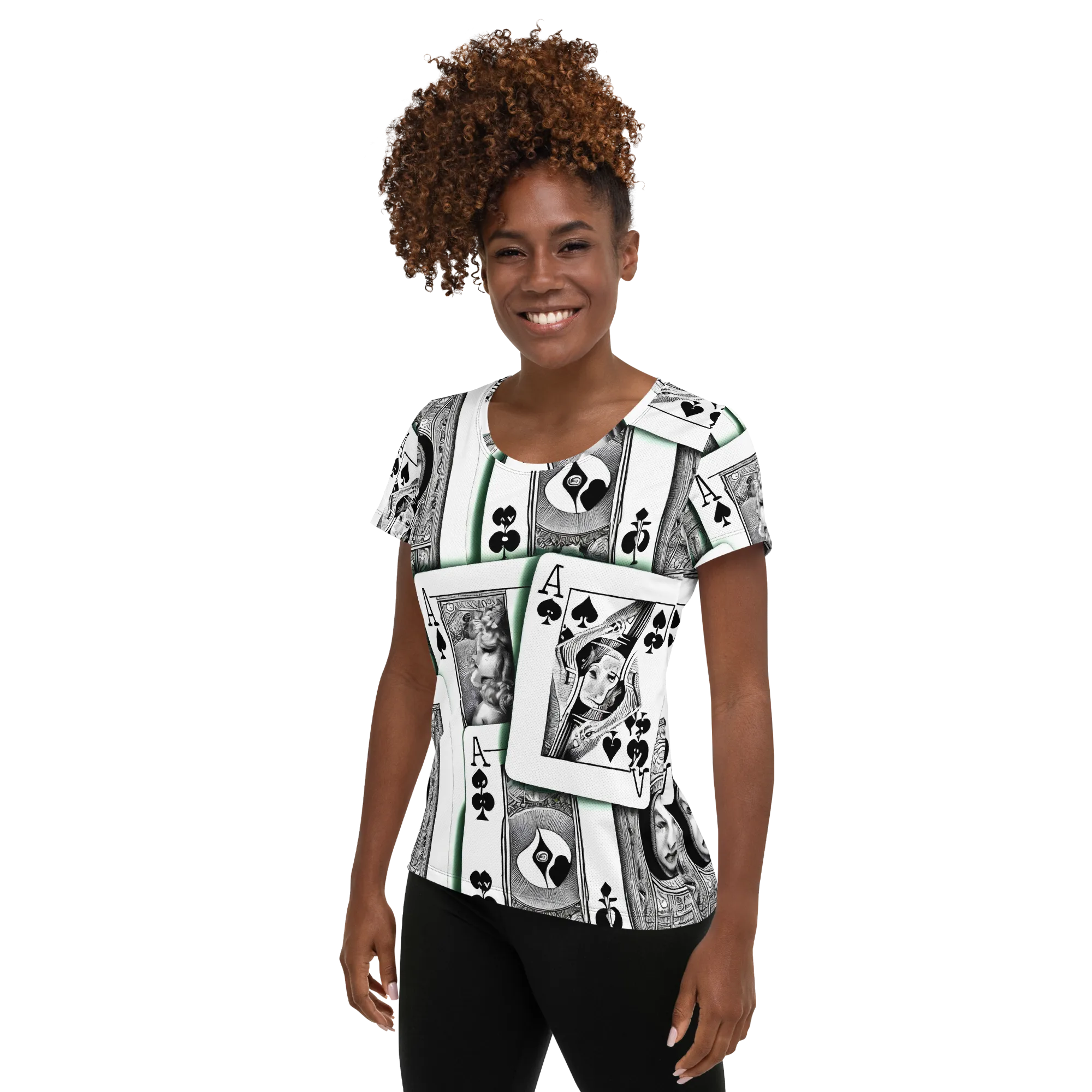 Intense, By Bunny Yeager on Women's Athletic T-Shirt — Left
