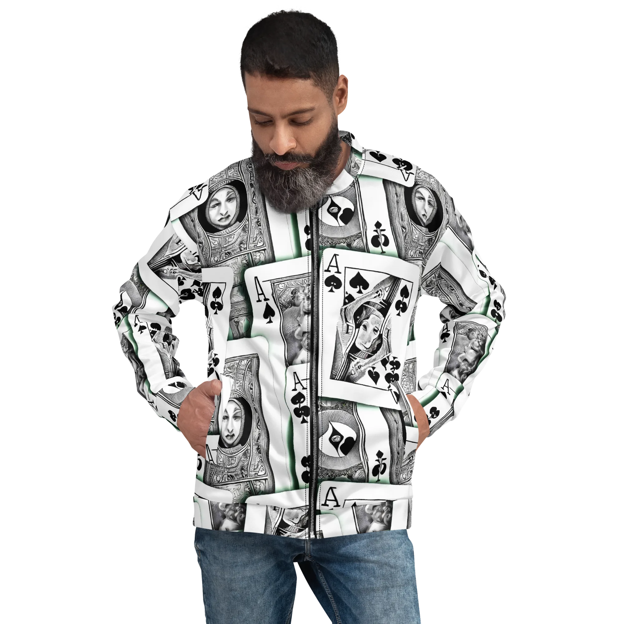 Intense, By Bunny Yeager on Bomber Jacket — Front