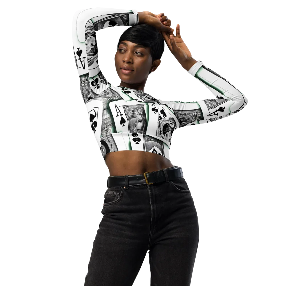 Intense, By Bunny Yeager on Long Sleeve Crop Top — Front