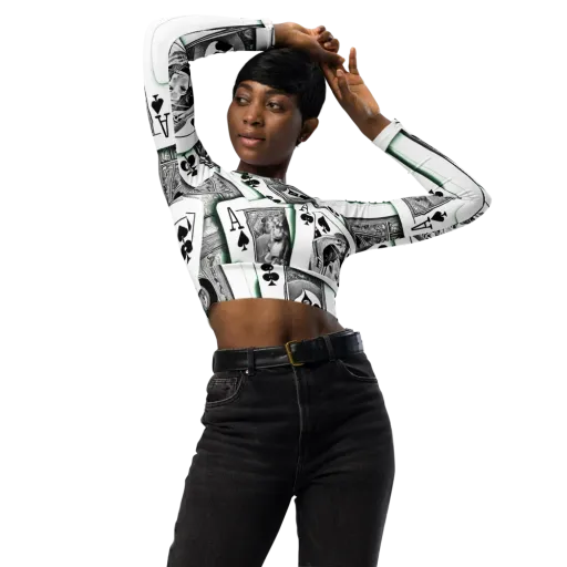Intense, By Bunny Yeager on a Long Sleeve Crop Top