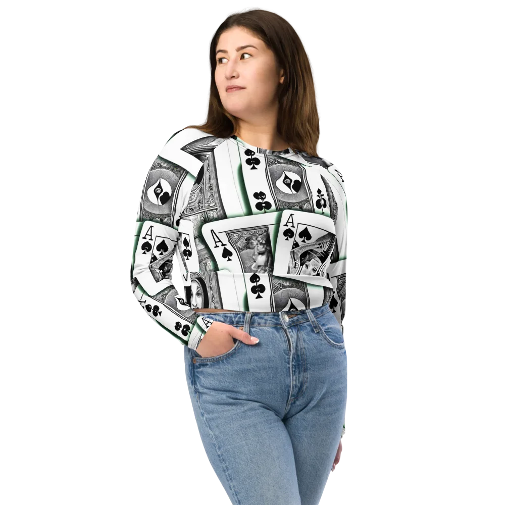 Intense, By Bunny Yeager on Long Sleeve Crop Top — Front