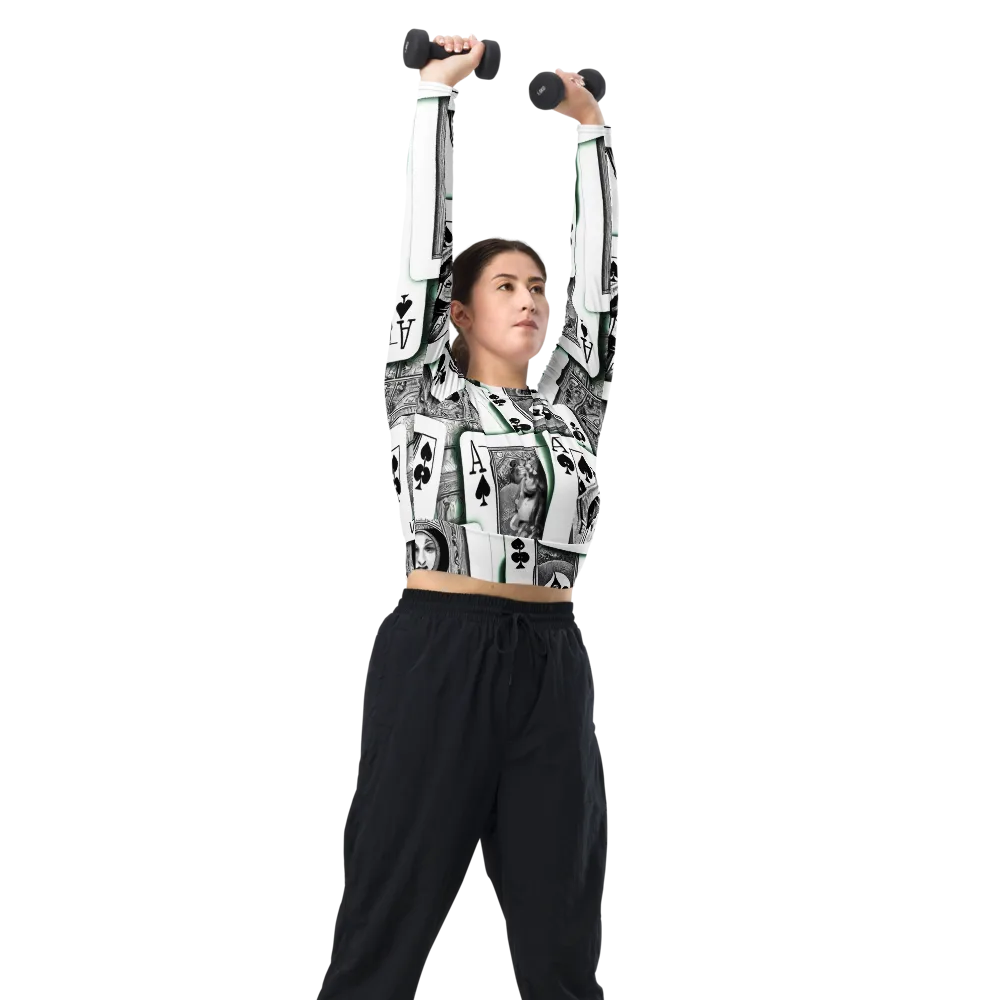 Intense, By Bunny Yeager on Long Sleeve Crop Top — Right Front