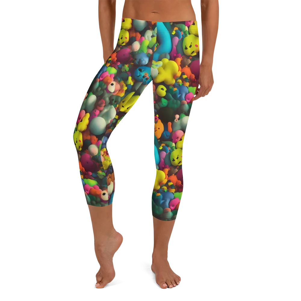 Bubble Pop Art on Capri Leggings — Front