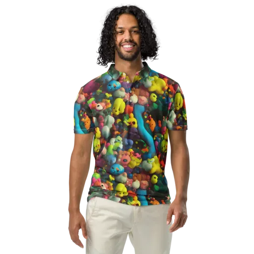 Bubble Pop Art on a Men's Slim Fit Polo Shirt