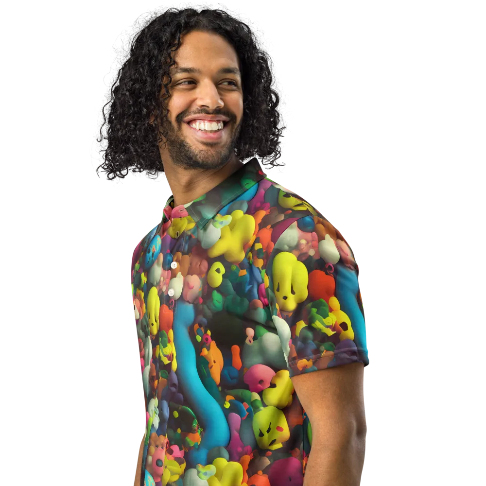 Bubble Pop Art on Men's Slim Fit Polo Shirt — Left Front