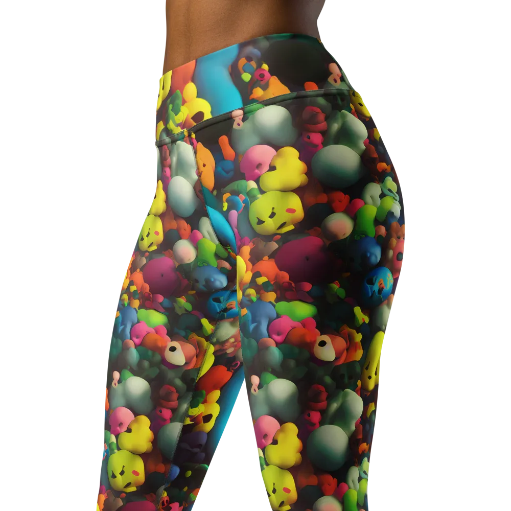 Bubble Pop Art on Yoga Leggings — Left Front