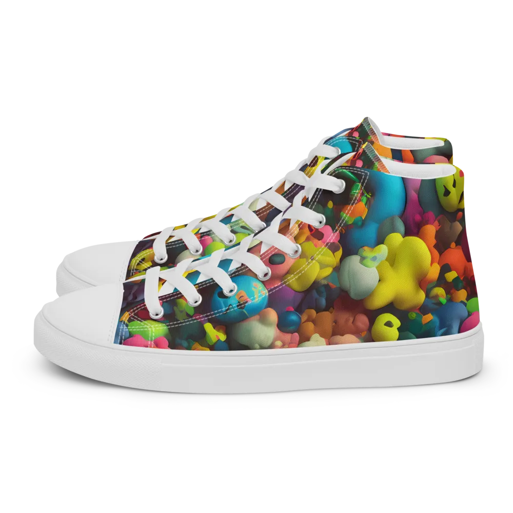 Bubble Pop Art on Men's High Top Canvas Shoes — Left
