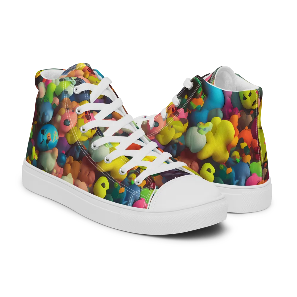 Bubble Pop Art on Men's High Top Canvas Shoes — Right