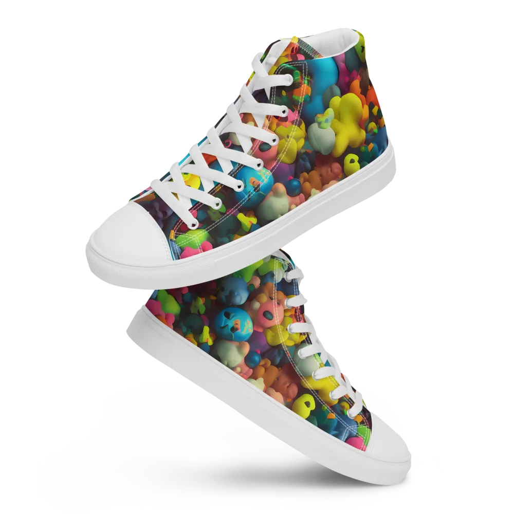 Bubble Pop Art on Men's High Top Canvas Shoes — Front