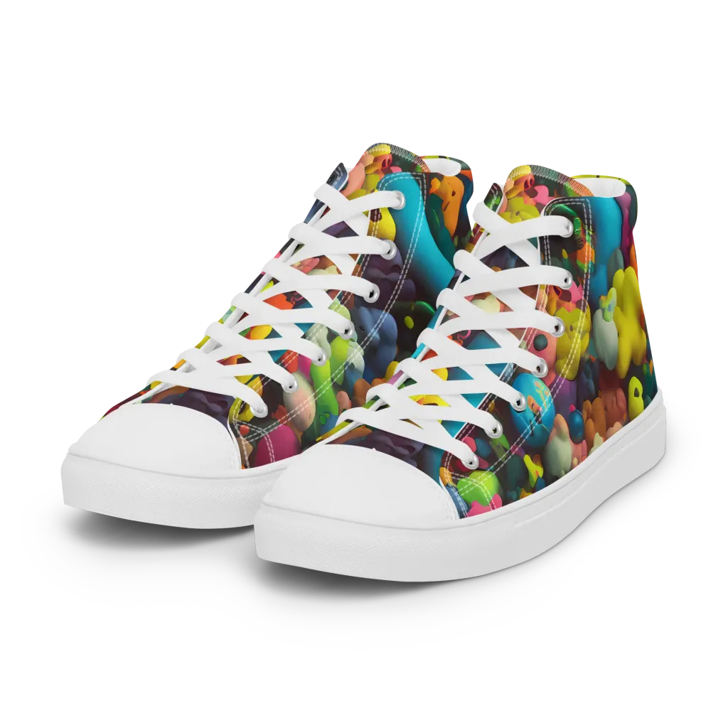 Bubble Pop Art on Women's High Top Canvas Shoes — Left Front